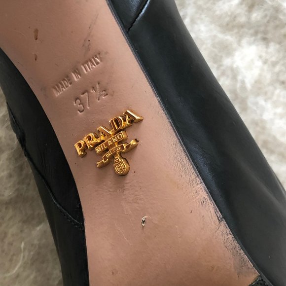 PRADA black leather platform booties- size 37.5 - Picture 3 of 6